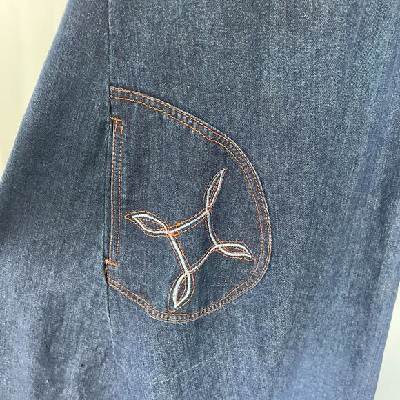 Vintage 70s Dress Size Small Blue Jean Denim Pinafore Trapeze Boho Hippie Retro - Picture 5 of 15